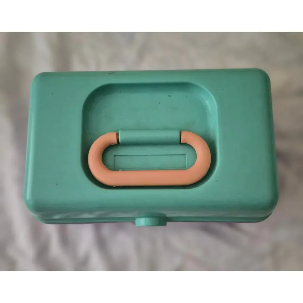 Vintage Caboodles Makeup Organizer Box Mint Green Lavender 80s 90s Y2K